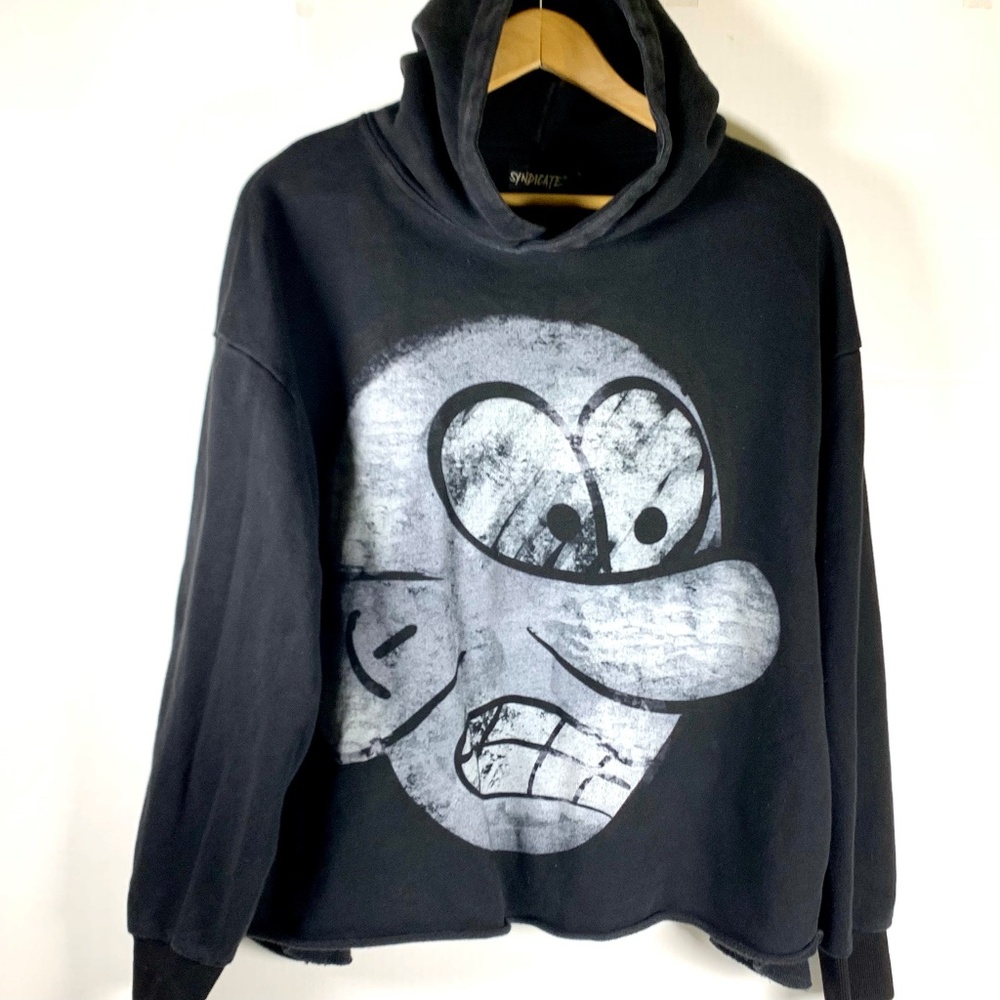 Black edgy Syndicate Wimpy Kid distressed streetwear/gaming  hoodie sweatshirt